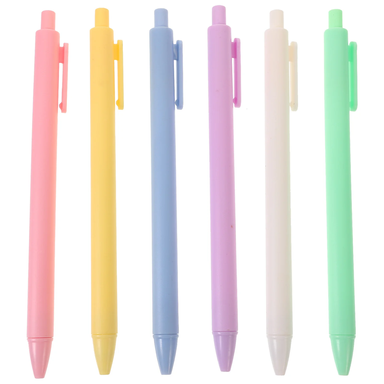 6Pcs Press Type Simple Gel Pen Smooth Writing Comfortable Grip for Students School Office Multifunctional Portable Student Gel