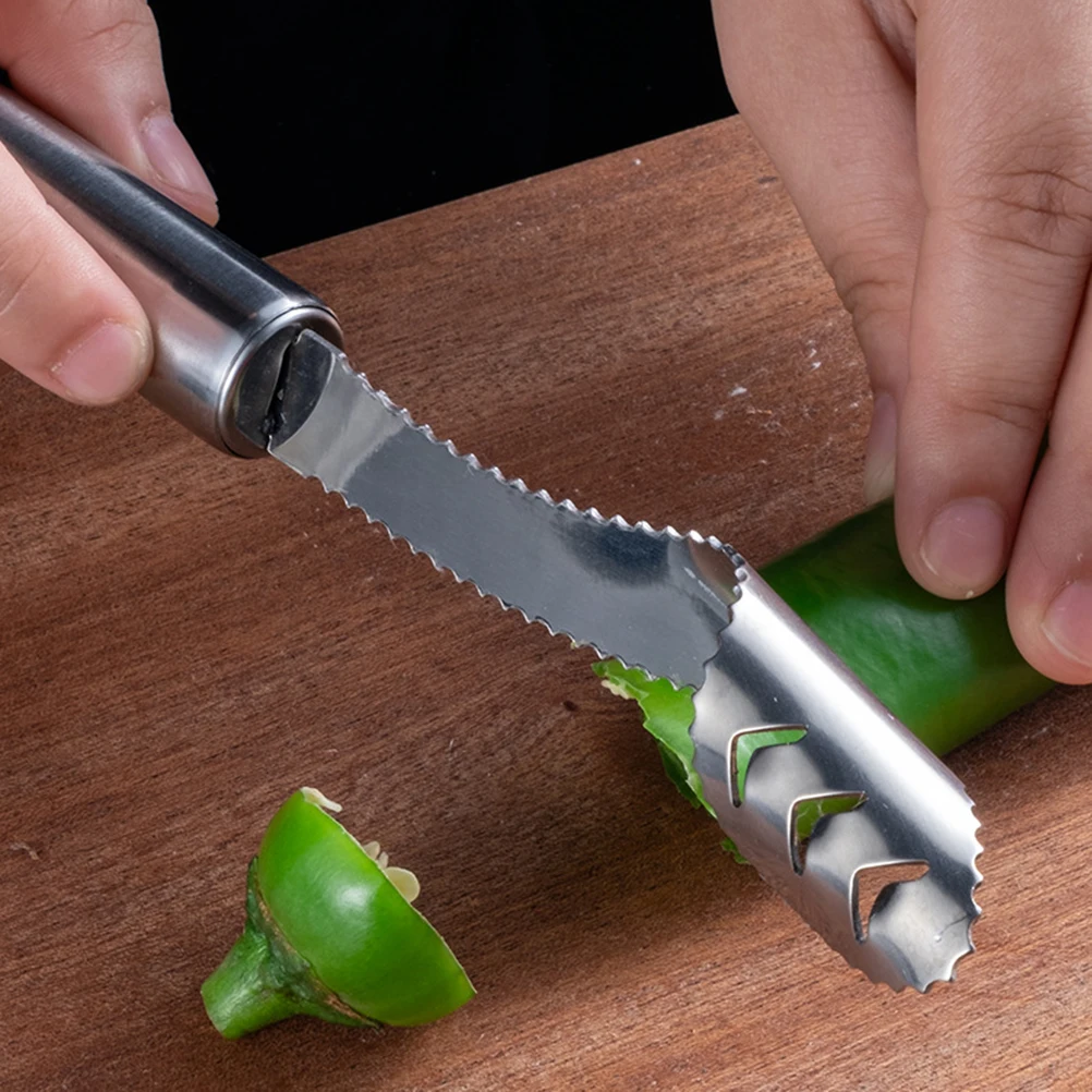 

Stainless steel cut pepper home tiger pepper seed removal vegetable slicer tomato corer removal tool