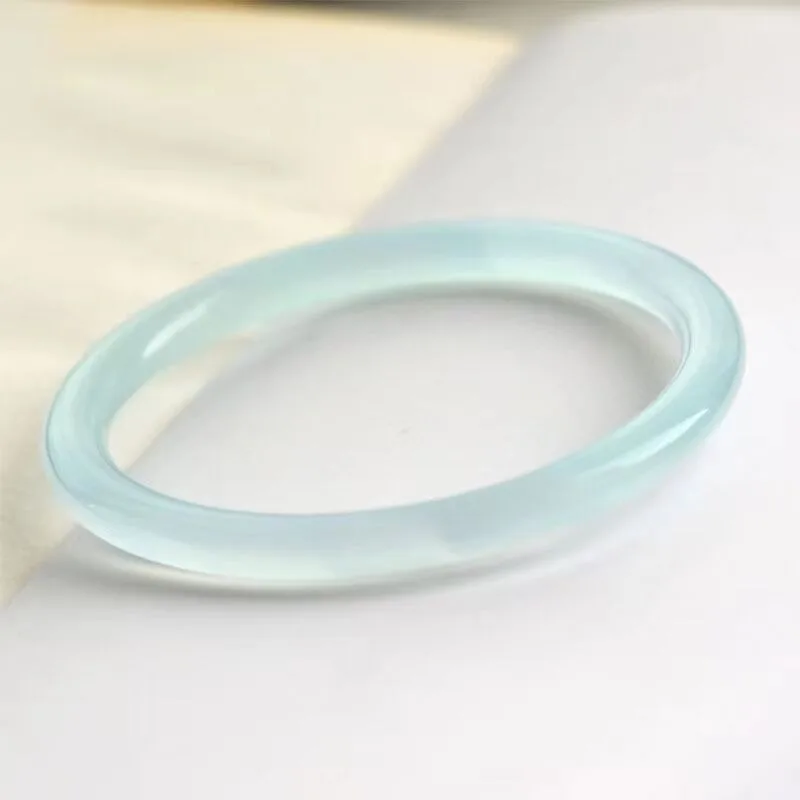 

Ice Lake Blue Chalcedony Round Bar Beauty Bracelet Fashion Women's Bracelet Jewelry