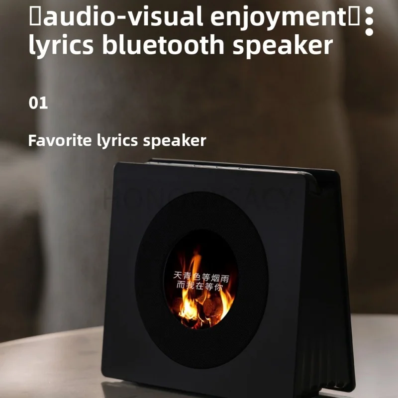 

Minimalist Square Bluetooth Speaker with Lyrics Sync & Digital Clock HIFI Sound Quality Portable Audio for Home Party & Bedroom
