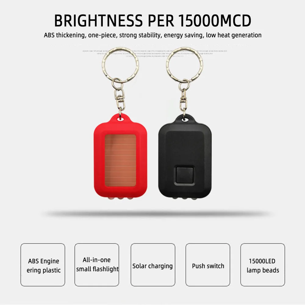 Mini Portable Solar Power 3LED Light Keychain Pocket Light Keyring Torch Flashlight Outdoor Camping Emergency Lamp Survival Tool