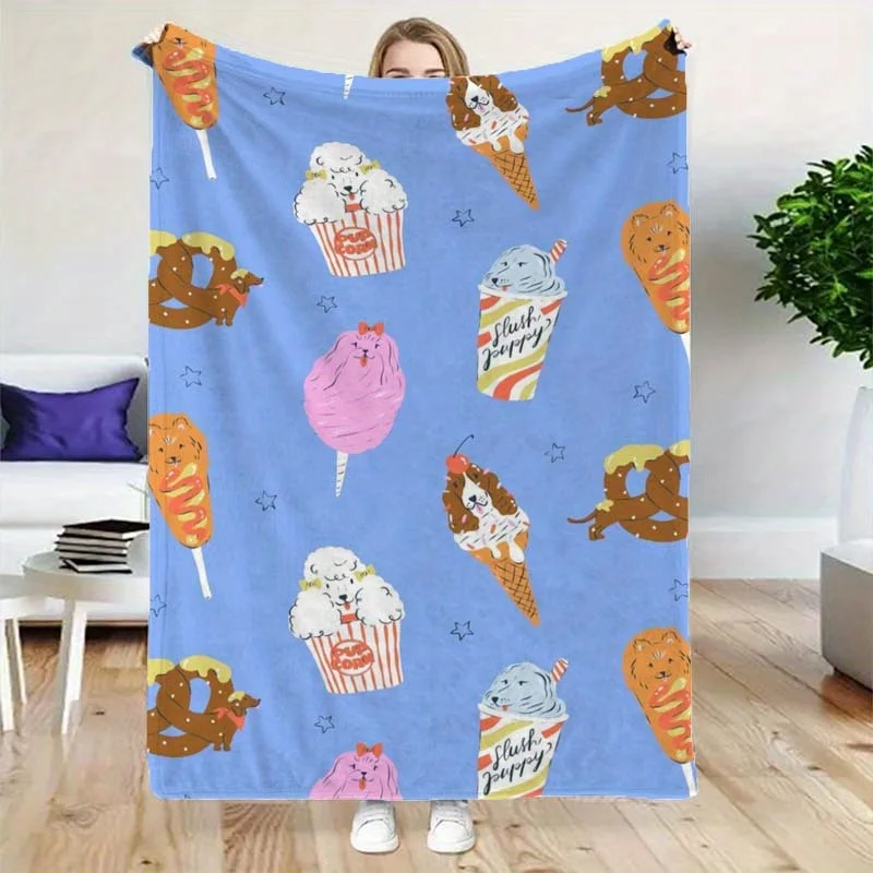 

Sweet Treats Flannel Throw Blanket Soft Donut Ice Cream Design All Season Cozy Comfort for Fun Decor Gift