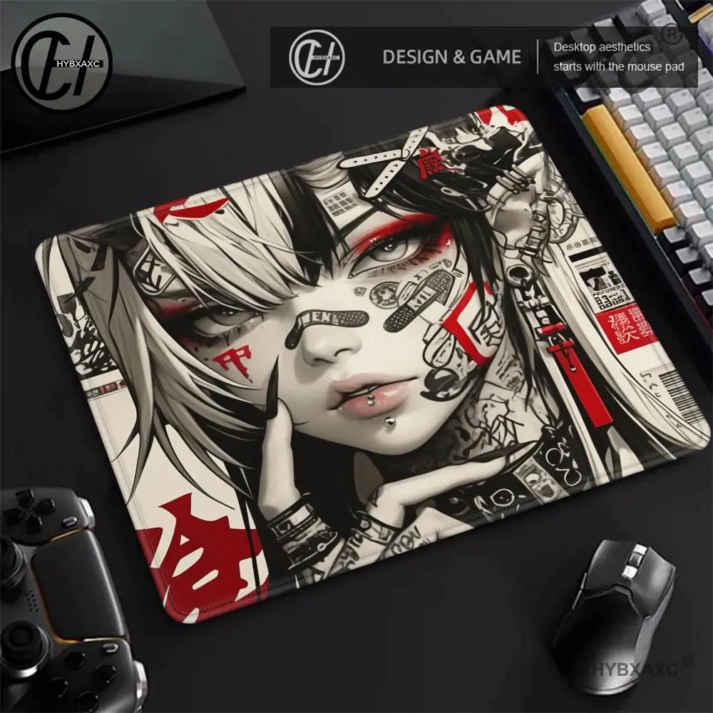 Hübsches Punk-Mädchen-Mauspad Speed E-Sport, wasserdicht, PC-Gaming-Tastatur, Bürotisch, rutschfest, 40 x 45 cm, Anime-Desktop-Dekoration