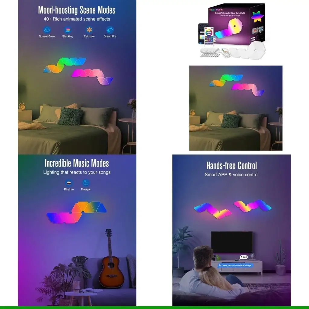 U55C 3/6/10Pc LED Hexagonal Light Wifi Gaming Light App Control Wall Lamp