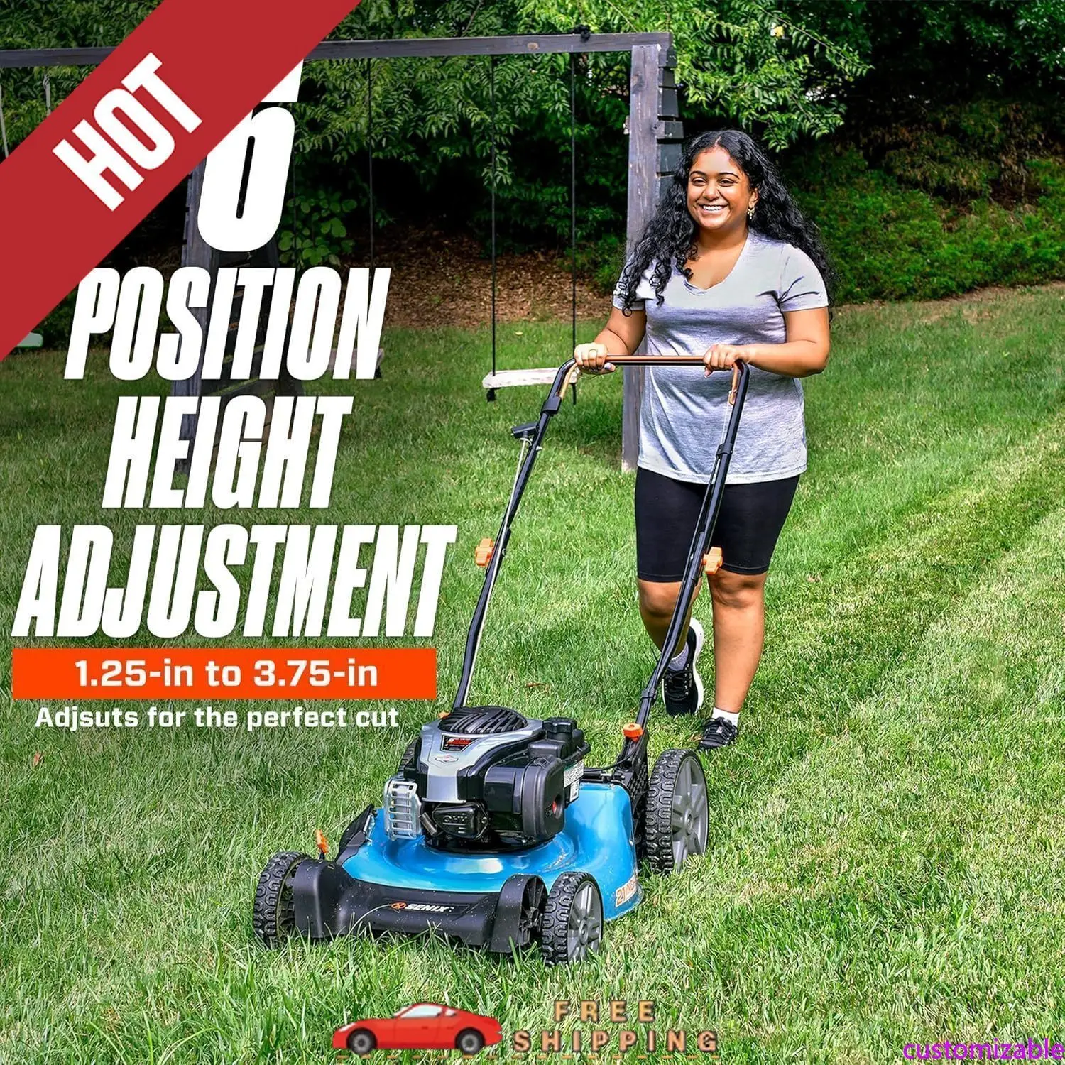 

Customizable LSPG-M7 21-Inch Gas Push Lawn Mower with 140 cc 4-Cycle Briggs & Stratton Engine, Bagging, Mulching, and Side