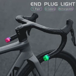 ESLNF Bike Handlebar End Light Waterproof Rechargeable Road Bicycle Handlebar End Plug Warning Taillight Bike Accessories