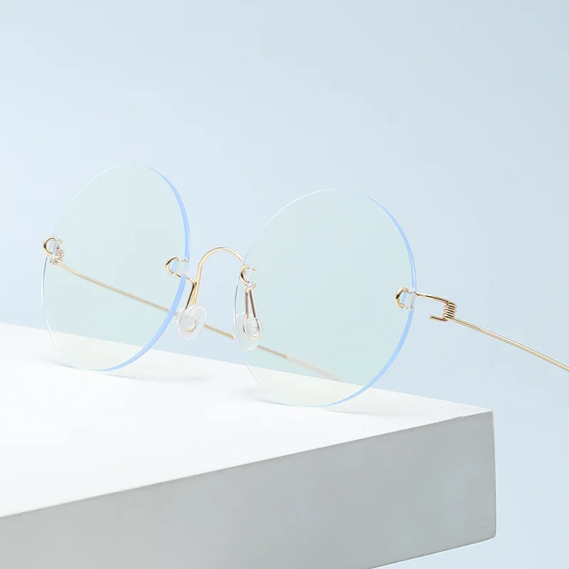 

Air Titanium Screwless Myopia Glasses Frame Men Women Round Eyewear Eyeglasses Optical Anti Blue Light HD MR-8 Lens Ultra-light