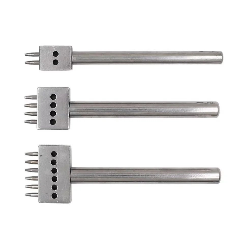 4mm5mm6mm Spacing Leather Punch Tool 2/4/6 Prong Hole Puncher Stitching Leathercraft Chisel For Leather Working Handmake Tools