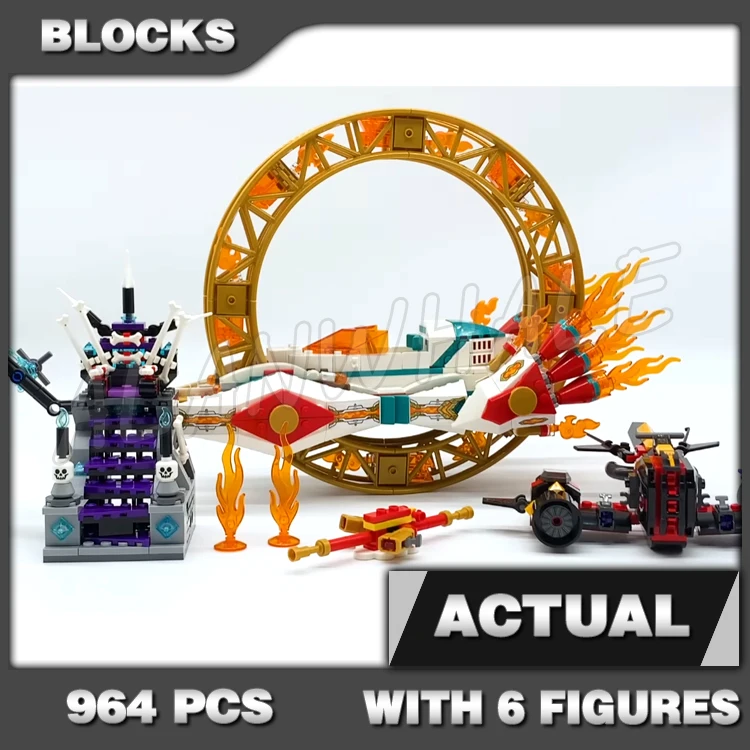 

964pcs Monkie Kid Nezha's Fire Ring Evil Macaque Jet Aircraft Bone Demon 70005 Building Blocks Sets Compatible With Model