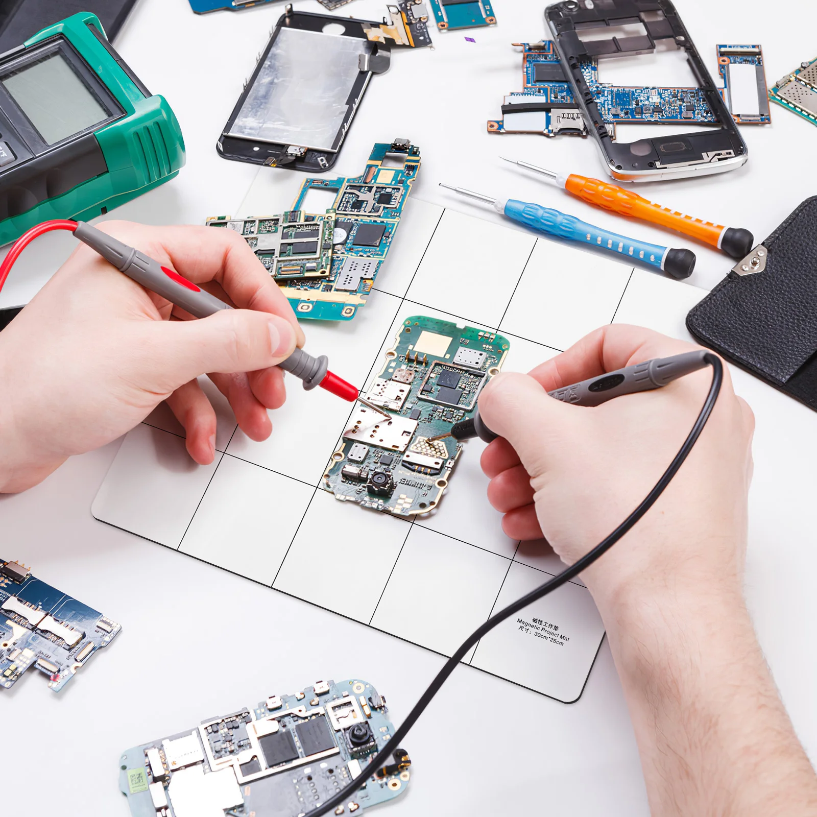 

Pad for Electronics Repair Small Parts Grid Magnetic Work Mat Antistatic Soldering Accessories Great for Phone Laptop