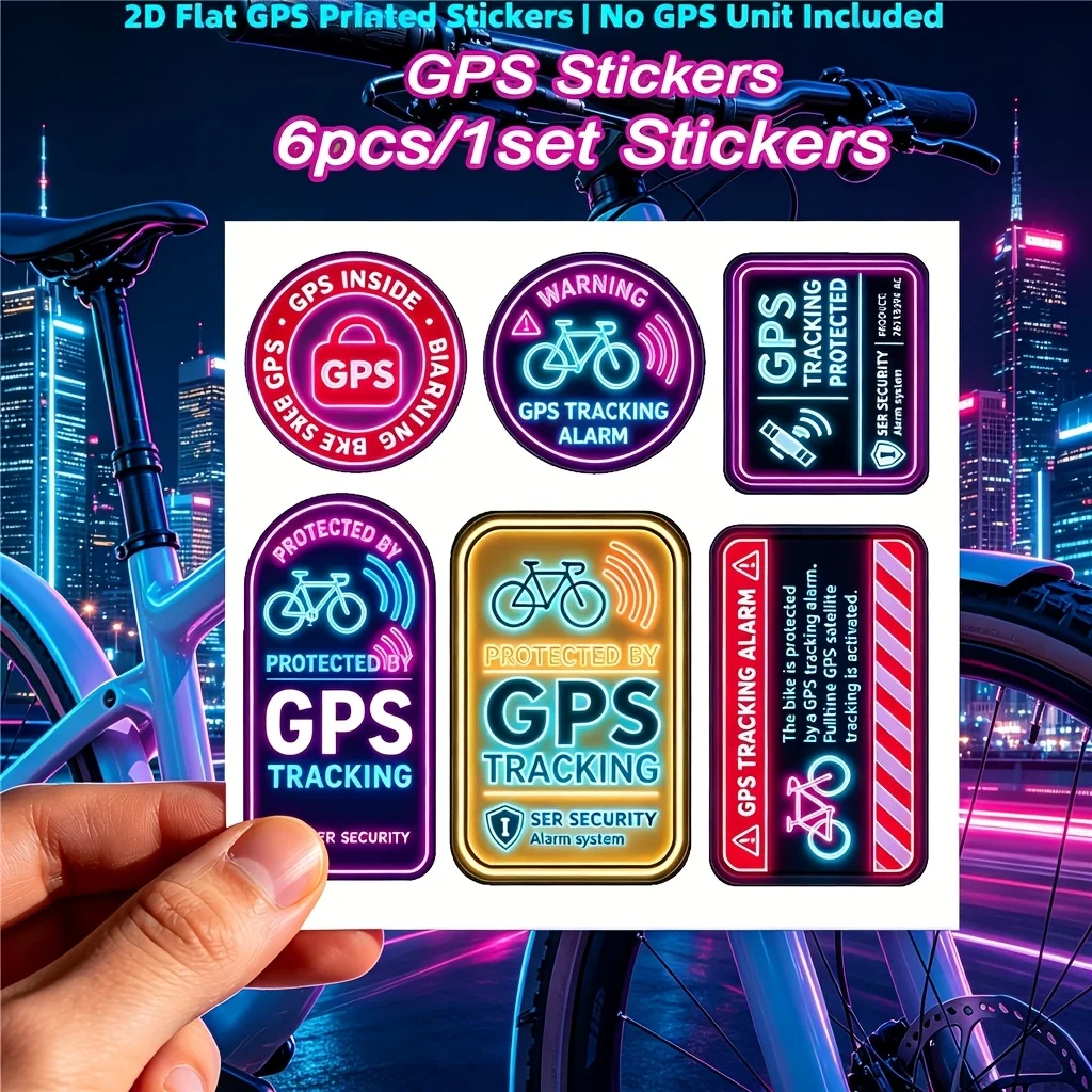 GPS Anti-Theft Reflective Warning Stickers For Bicycle E-Bike Motorcycle, No GPS Device Included