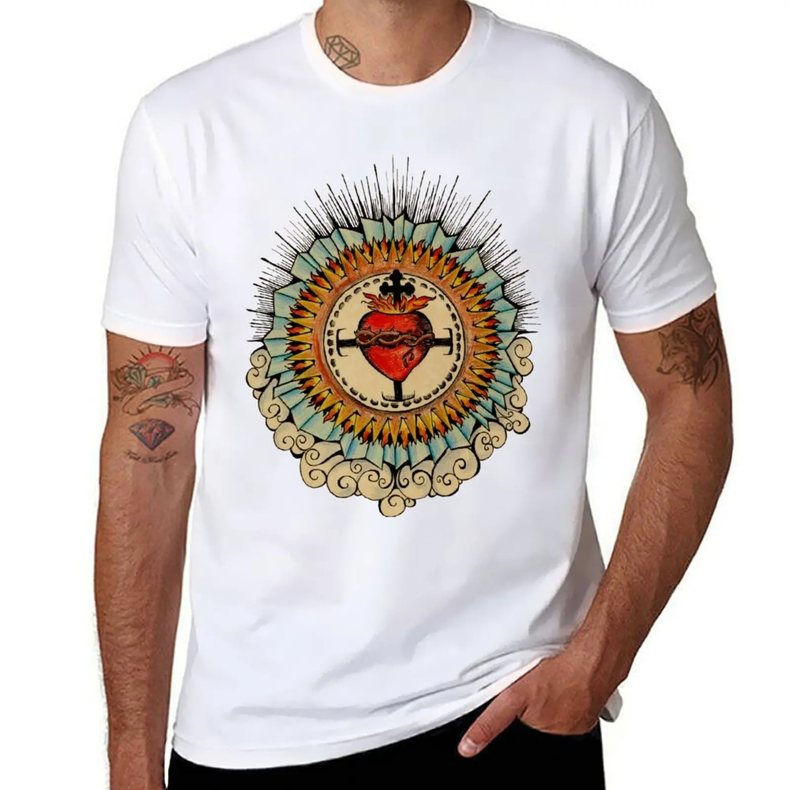

Sacred Heart of Jesus T-Shirt cotton t shirts man 100% man t shirt cotton T-Shirt