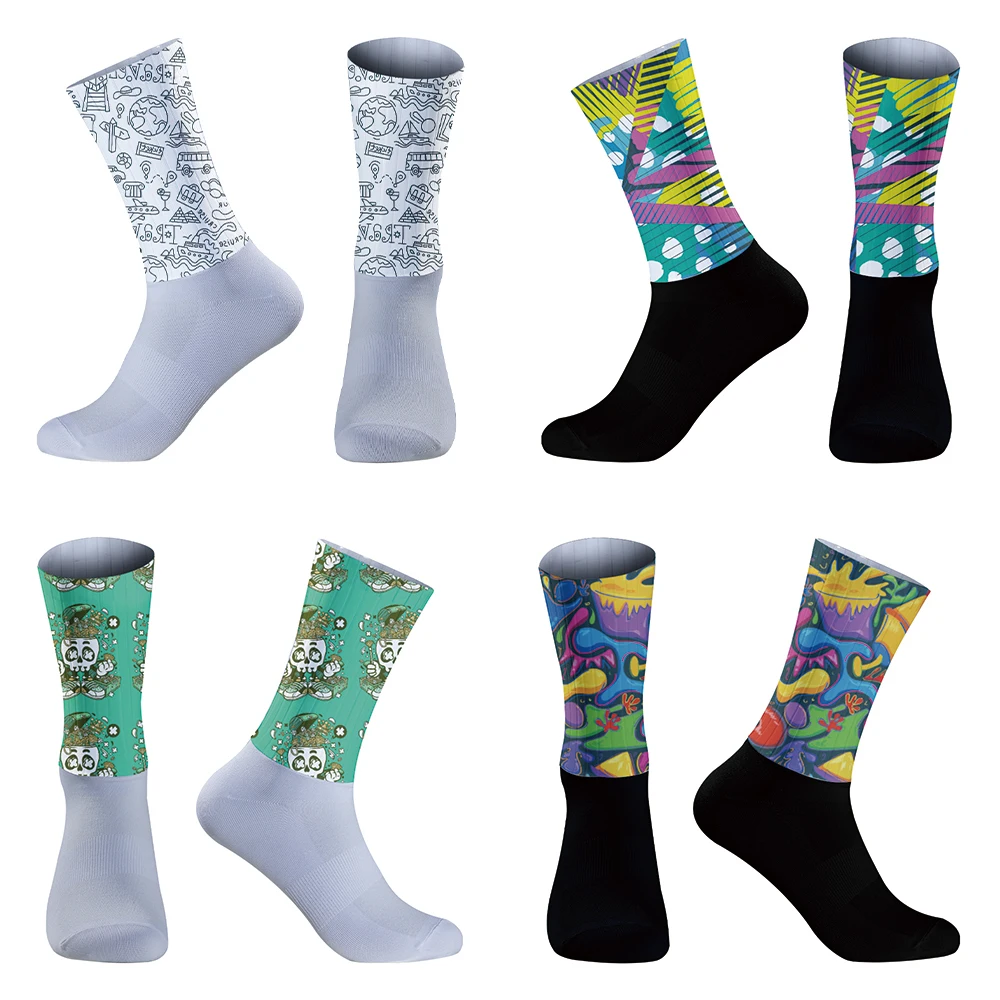 Chaussettes coordonnantes en silicone pour homme, accessoire de sport, de vélo, de course, de cyclisme, aérées, nouvelle collection été 2024