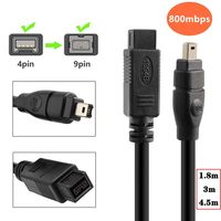 4P/9P IEEE 1394 Firewire 800 to Firewire 400 Firewire 9-Pin Male to 4-Pin Male Data Cable 1394 Cable 1.8m 3m 4.5m