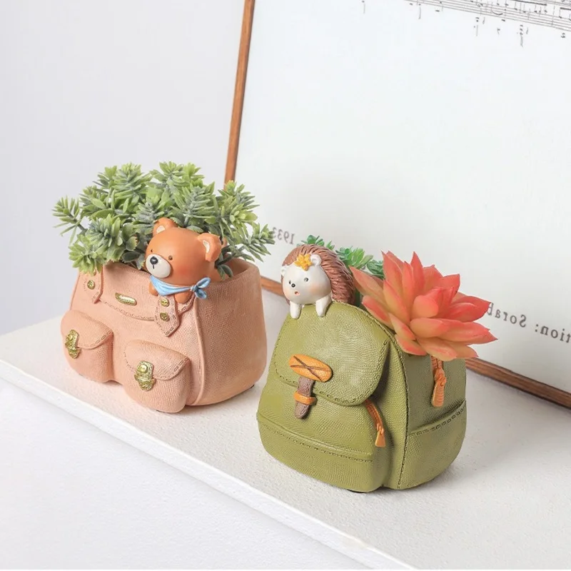 Cartoon Animals Flower Pot Garden Office Decoration Succulent Mini Flowerpot Cute Handbag Design Flowerpot Cactus Plants Planter