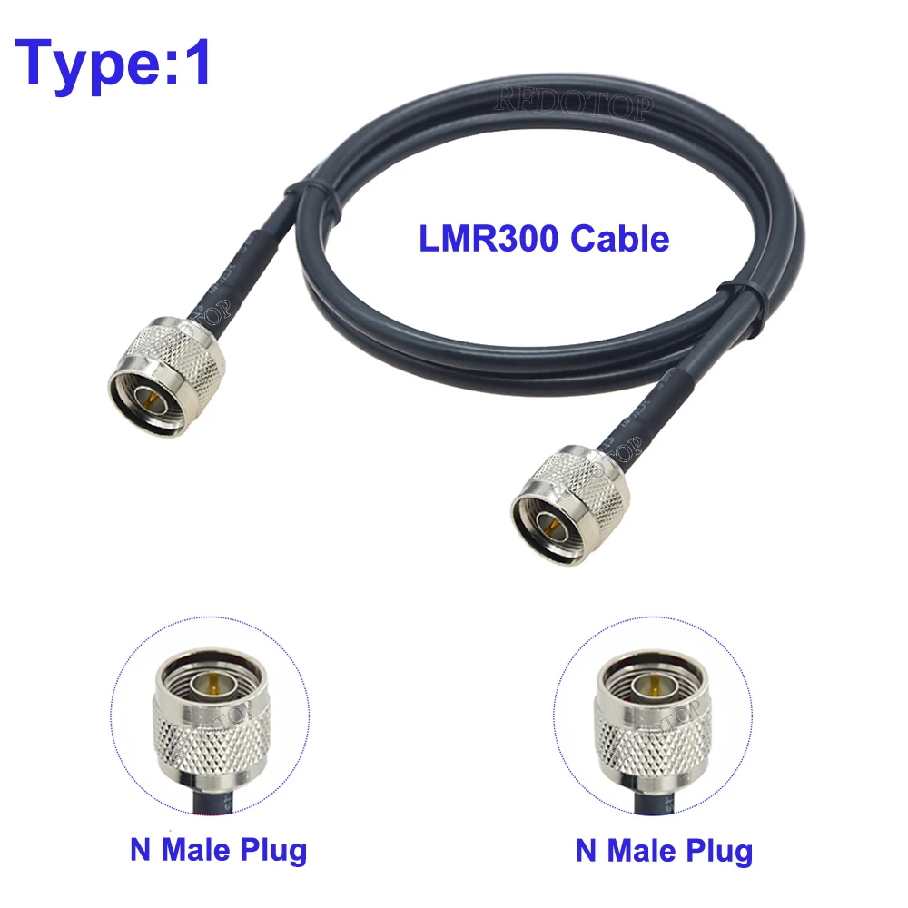 1Pcs LMR-300 N Male to N Male/Female Jack Connector Black LMR300 50-5 Coaxial Cable RF Adapter Cable 50 Ohm Low Loss 15CM-30M