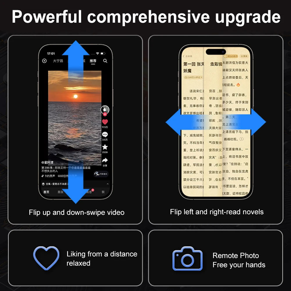 ل TikTok التمرير الدائري الإصبع اللاسلكية التحكم عن بعد بلوتوث متوافق 5.0 7 مفاتيح صفحة تيرنر التمرير لنظام أندرويد iOS