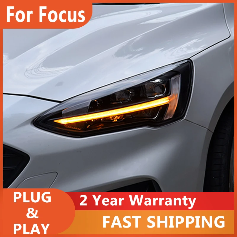 

Head Lamps For Ford Focus 2019-2022 Headlight DRL Turn Signal Low High Beam Projector Lens