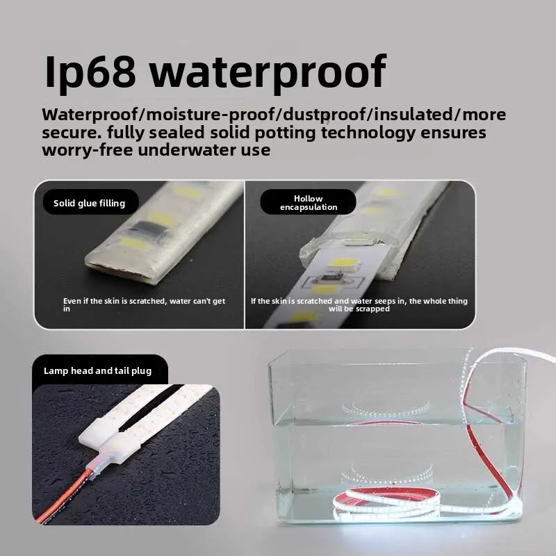 12V 24V Waterproof LED Strip Light Outdoor Underwater Flexible Tape Light with Adhesive Backing Cuttable Low Voltage Light