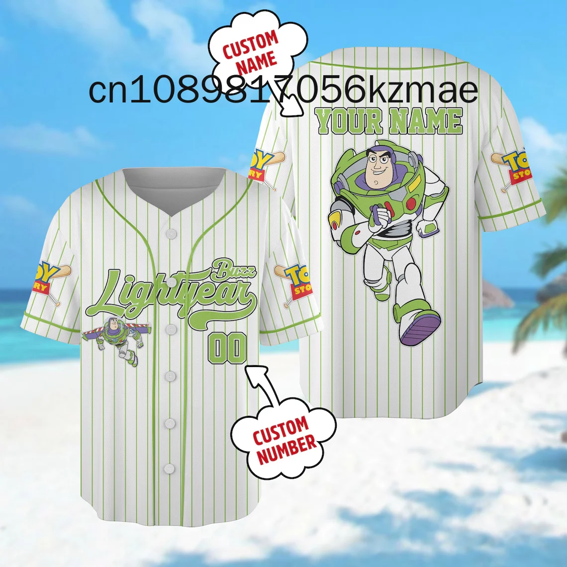 Custom Disney Toy Story Buzz Lightyear Baseball Jersey Streetwear FashionSummer Men's And Women's Short Sleeve Baseball shirt