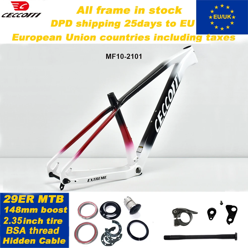 

Рама для горного велосипеда CECCOTTI 29er MTB, BSA 148x12mm Boost, карбоновая, в наличии, акция, доставка DPD в ЕС, Великобританию, США.