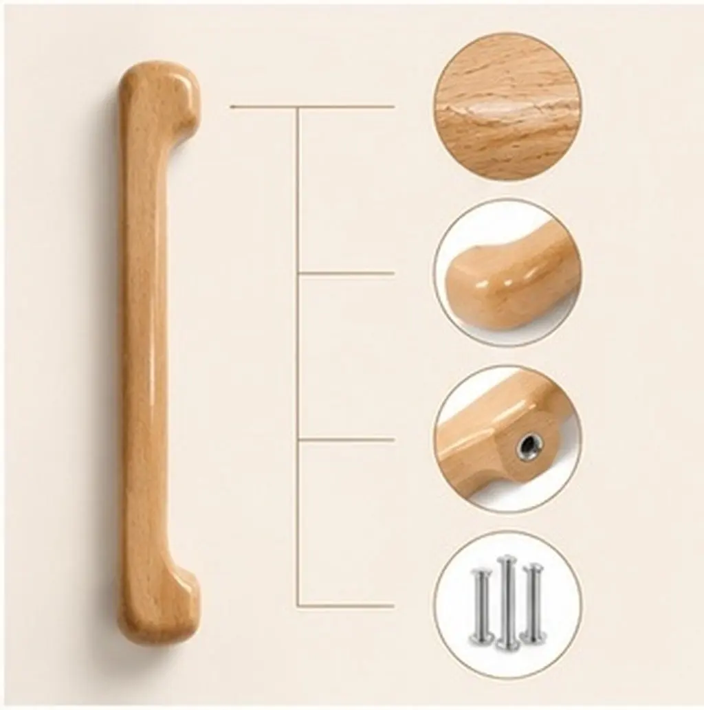 4Pcs Wood Door Pulls For For Kitchen Cabinets Furniture Maker Handles Arch Shaped Drawer Ergonomic Design Doors