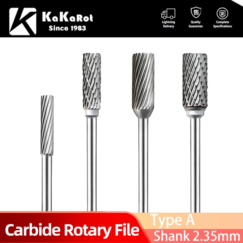 

KaKarot 2.35mm Shank Type A A2.35 A3 A4 A5 Tungsten Carbide Rotary Files Burr Drill Bits CNC Engraving Rotary Tool Cutter Lime