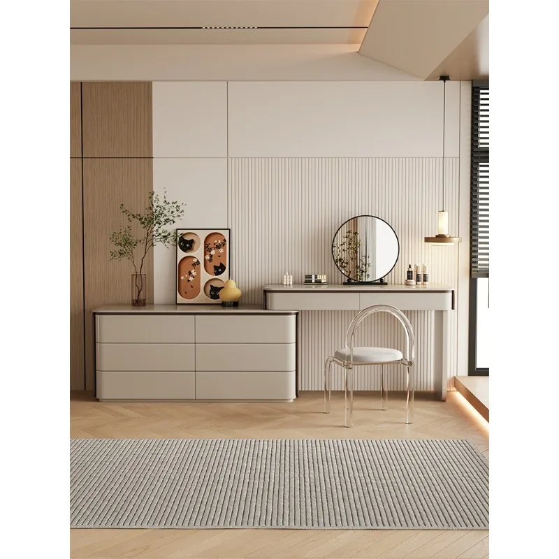 Dresser, storage cabinet, chest, integrated bedroom, wabi-sandy wind, simple end of bed, retractable makeup table, solid wood