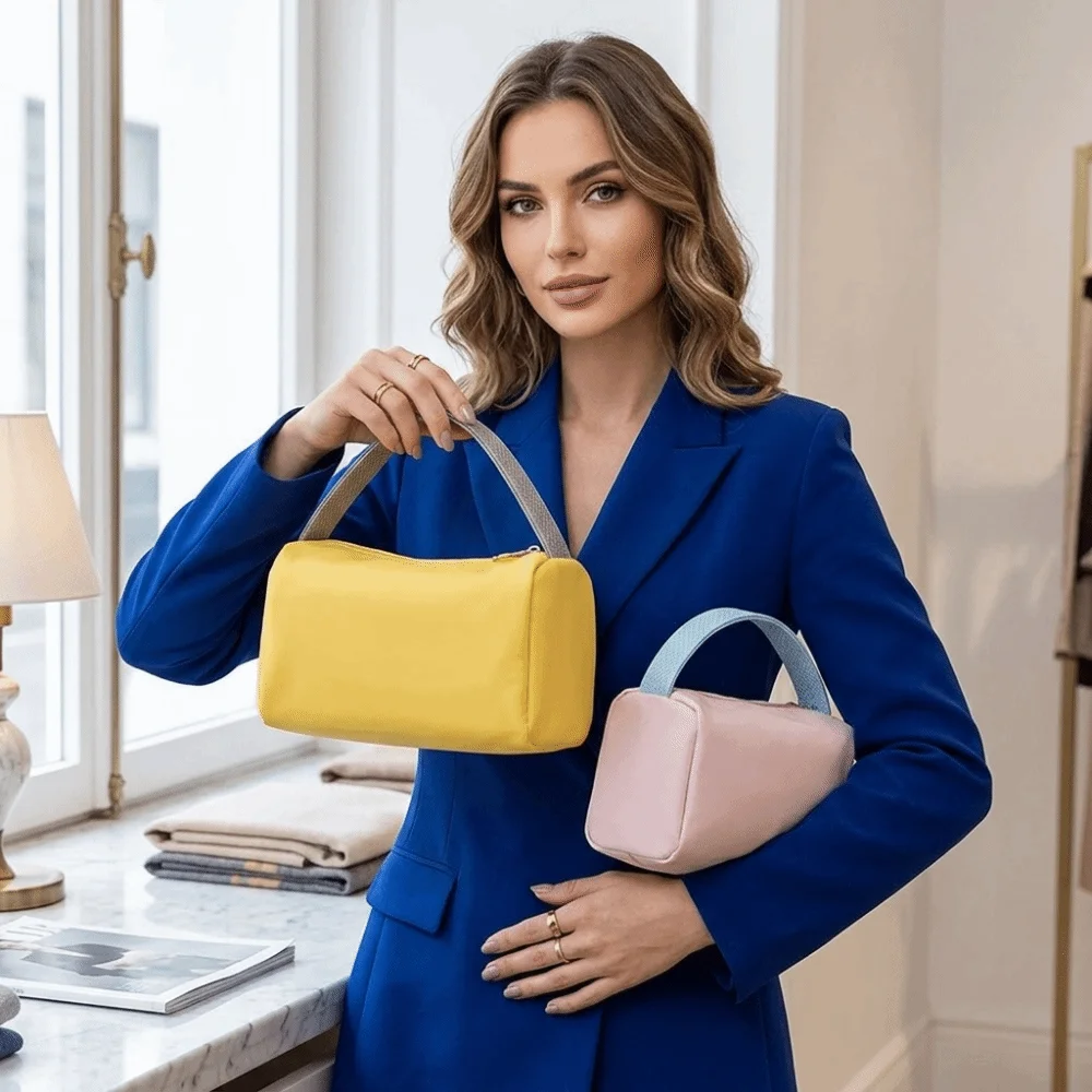 Fashion PU Toiletry Bag Large Capacity Waterproof Cosmetic Case Square Shape Easy to Clean Makeup Bag Travel