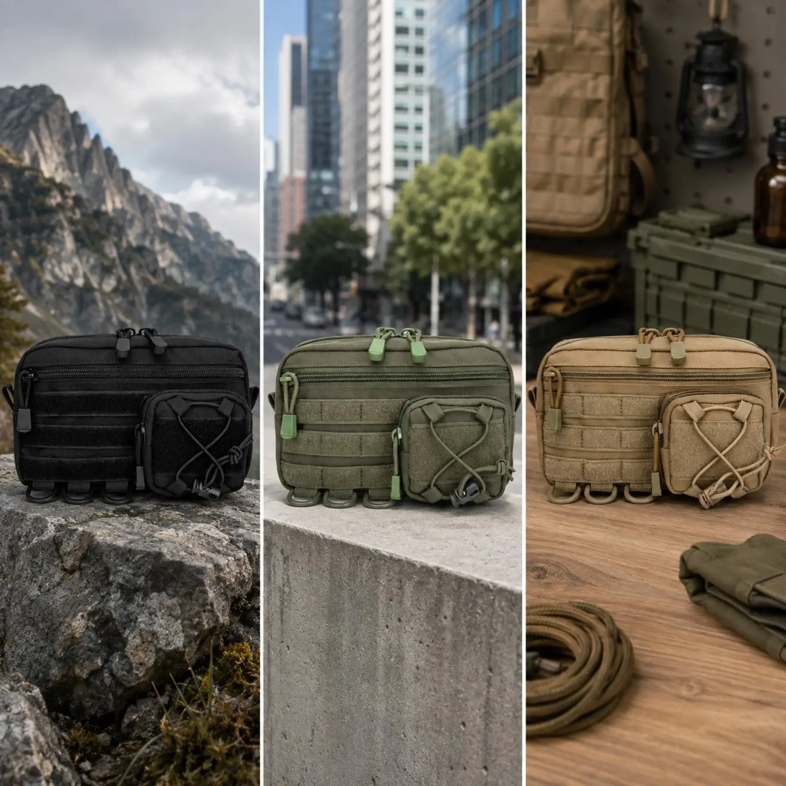 Durable Nylon Waist Bag with Multiple Zippered Pockets for Men Women Commuters Outdoor Enthusiasts Emergency Preparedness