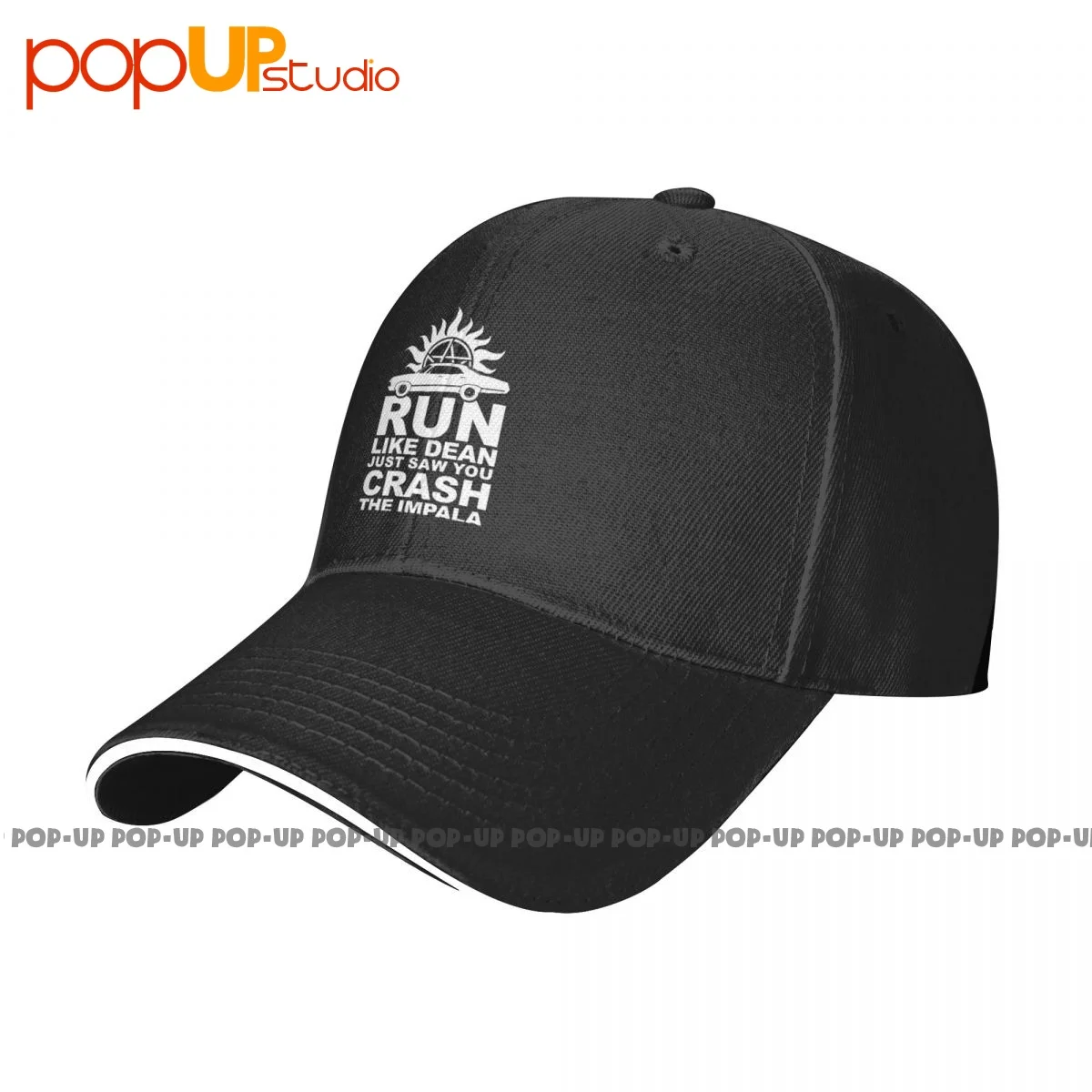 Supernatural Run Like Dean Just Saw You Crash The Impala P-401 Sandwich Cap Baseball Cap Trucker Hat Vtg