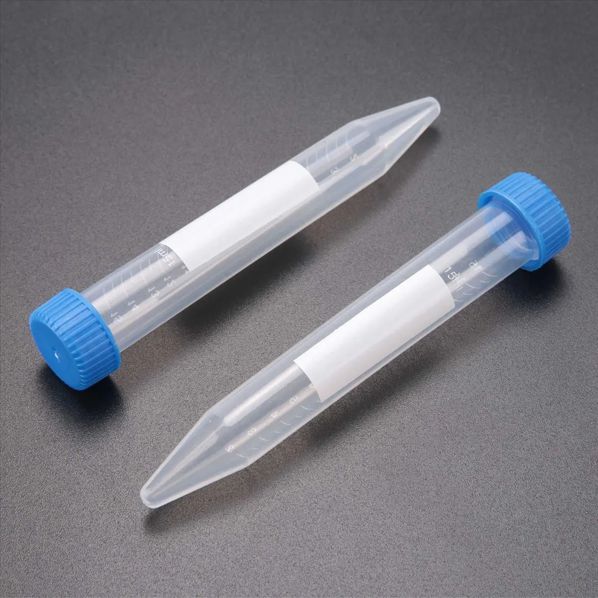 DT38 100Pcs Conical Centrifuge Tubes 15mL with Caps, Graduated and Write Marks Lab Test Container