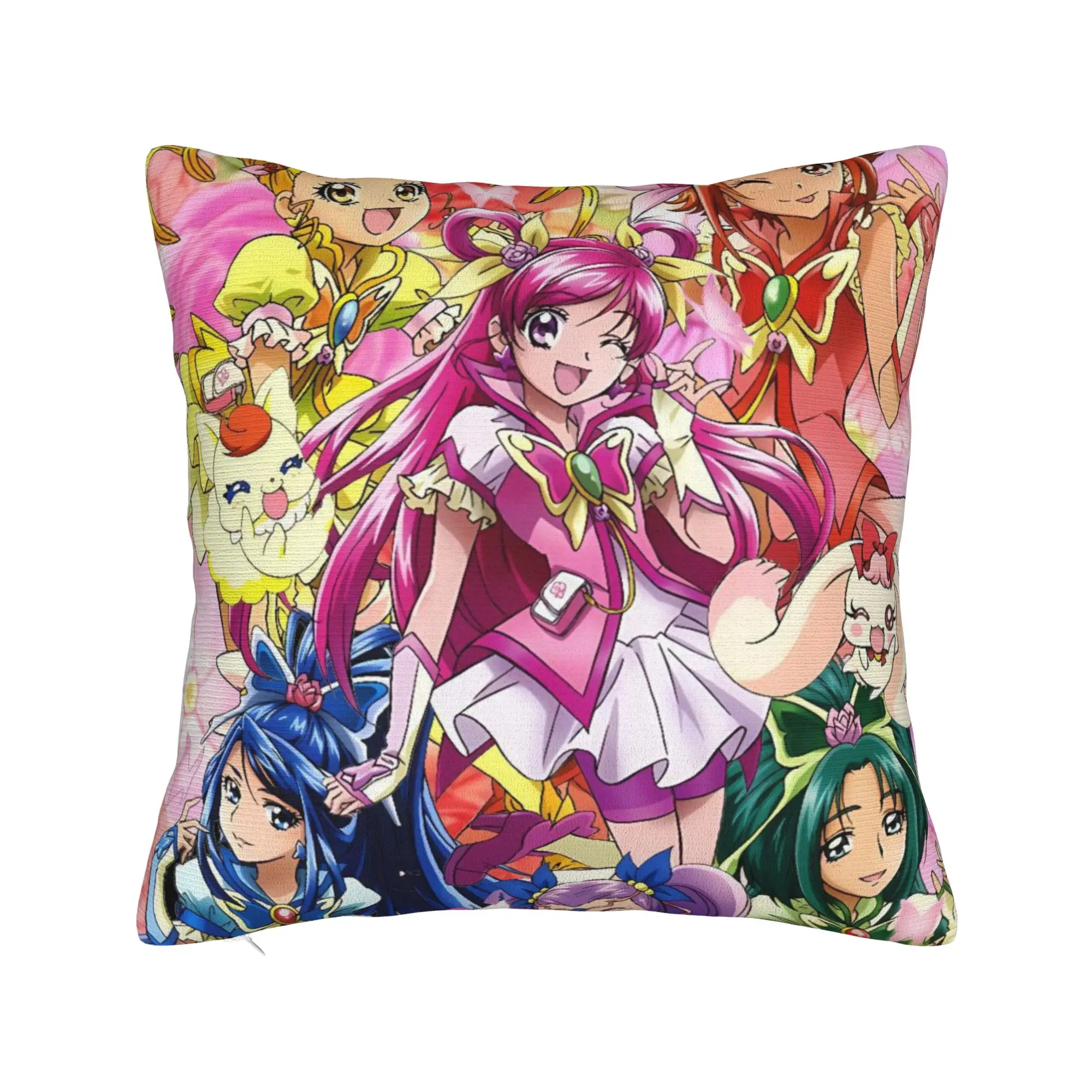 Pretty Cure Pillow Case  Soft Pillow Cover For Sofa Home Decoration Kawaii Cushion Cover