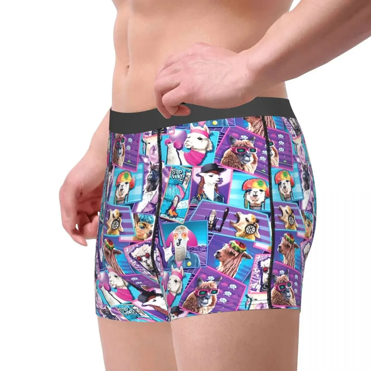 Alpaca 80s Party Time Underpants Breathbale Panties Male Underwear Print Shorts Boxer Briefs