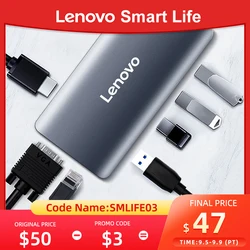 Lenovo 8 In 1 USB C HUB Multi USB 3.0 2.0 HDMI VGA Docking Station Type C Port For Macbook Laptop PC LX0808