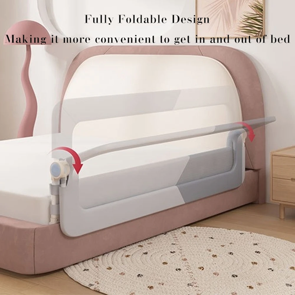 1Pcs New Design Folding Baby Safety Bed Barrier Handrail Bed Rail Guard Bed Protective Barrier for Kids Safe Fence