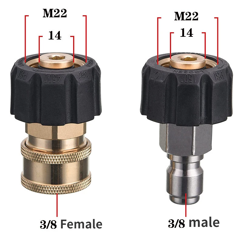 

High-pressure cleaning water gun and hose coupler Fitting M22 Turn 3/8 Male or Female Head Adapter Water Gun Fitting