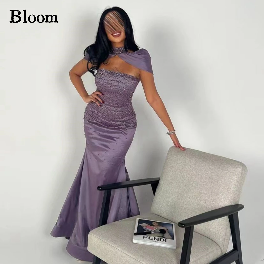 パープルマーメイドイブニングドレス,カスタムストラップレスイブニングドレス,ハイカラー,ウエディング,ホットドリル,フォーマルドレス,お祝いパーティードレス