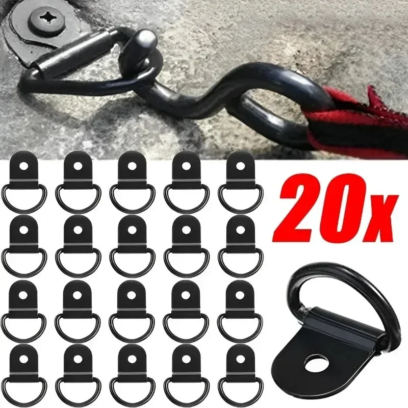 20/10PCS D Shape Pull Hook Tie Down Anchor Ring Iron Stainless Steel Cargo Tie Down Ring for Truck Trailers RV Boat Accessories