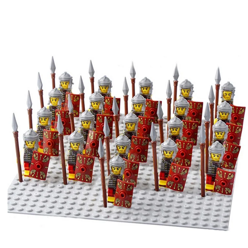 Medieval Roman Knight Crusades Spartacus Eomer King Haldir Urukhai Solider Figures With Spear Building Block Kids Steam Toys