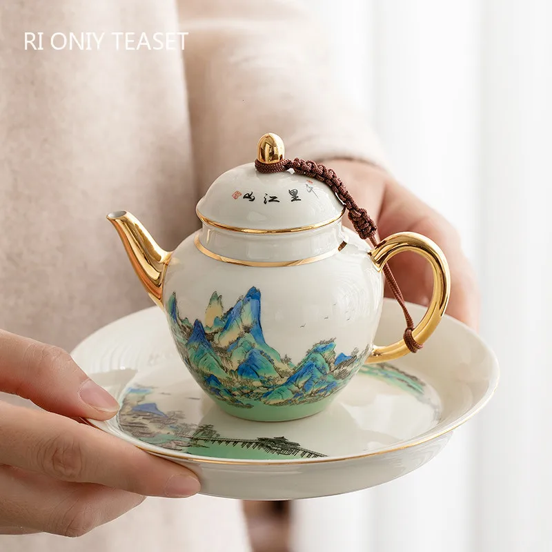 

Chinese Exquisite Ceramic Teapot Pot Bearing Handmade Porcelain Tea Pot Beauty Tea Infuser Kettle Portable Household Teaware