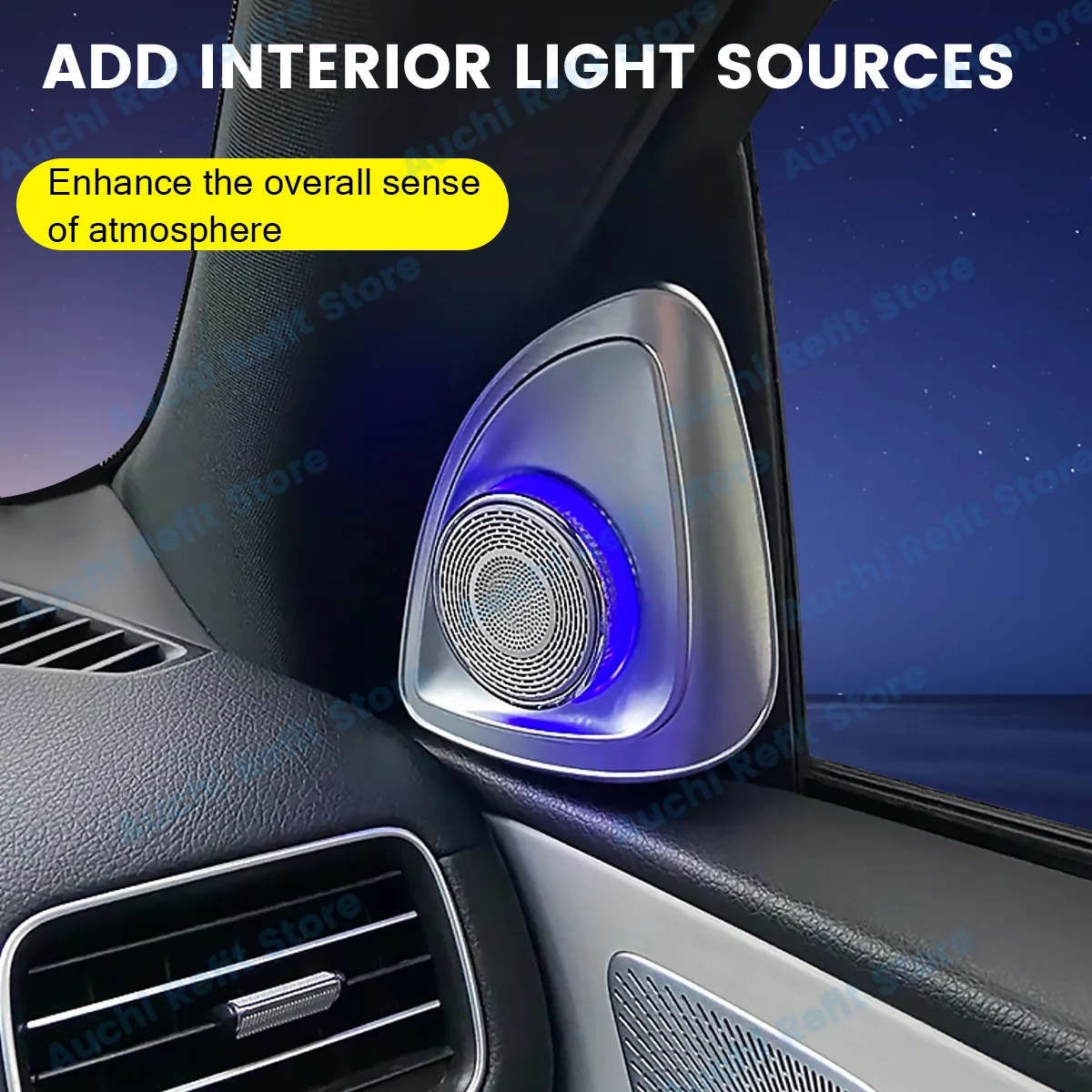 2026 Latest ModelFor Benz 4D Rotating Tweeter 2020+ W167 GLE GLS 450 Car 64 Color Rgb Led Luminous Car Speaker Horn Refit Ambien