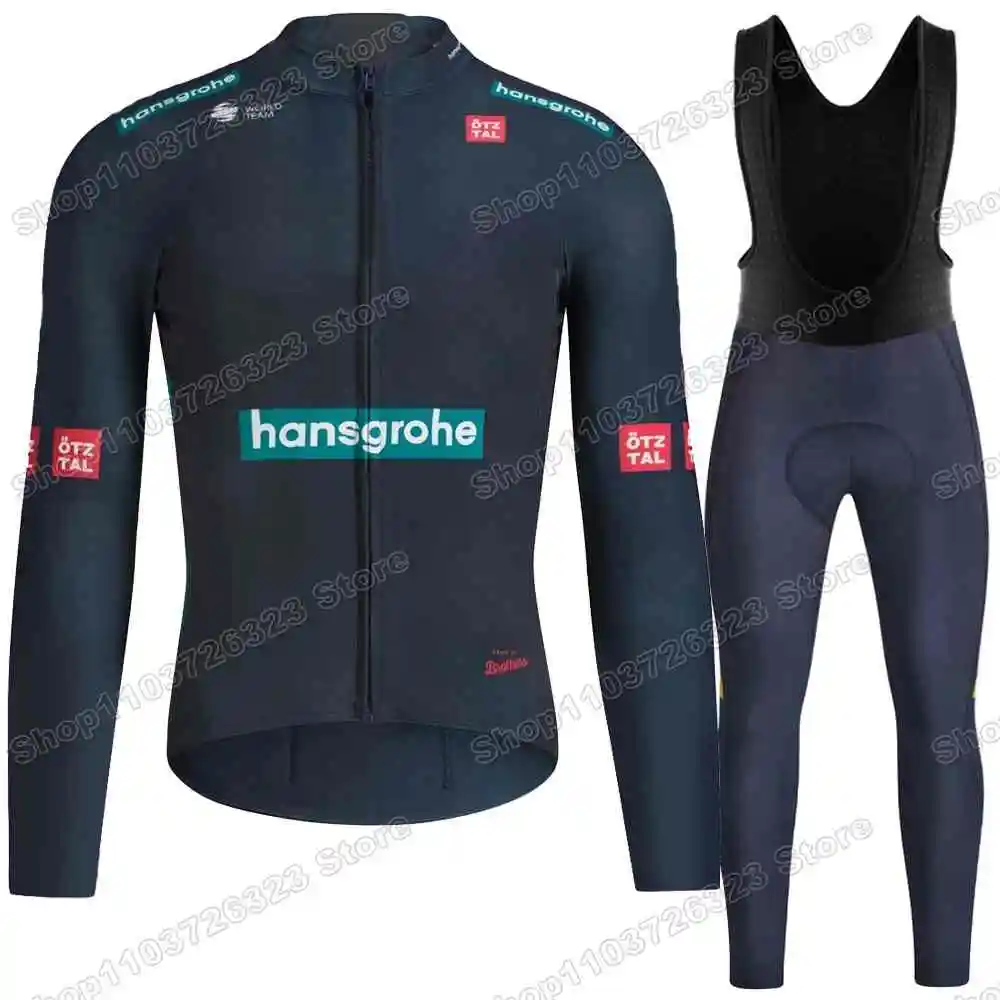 2024 Team Hansgrohe Cycling Jersey Autumn Winter Set France Tour Primož Roglič Clothing Men Road Bike Jacket Suit Bib Tights