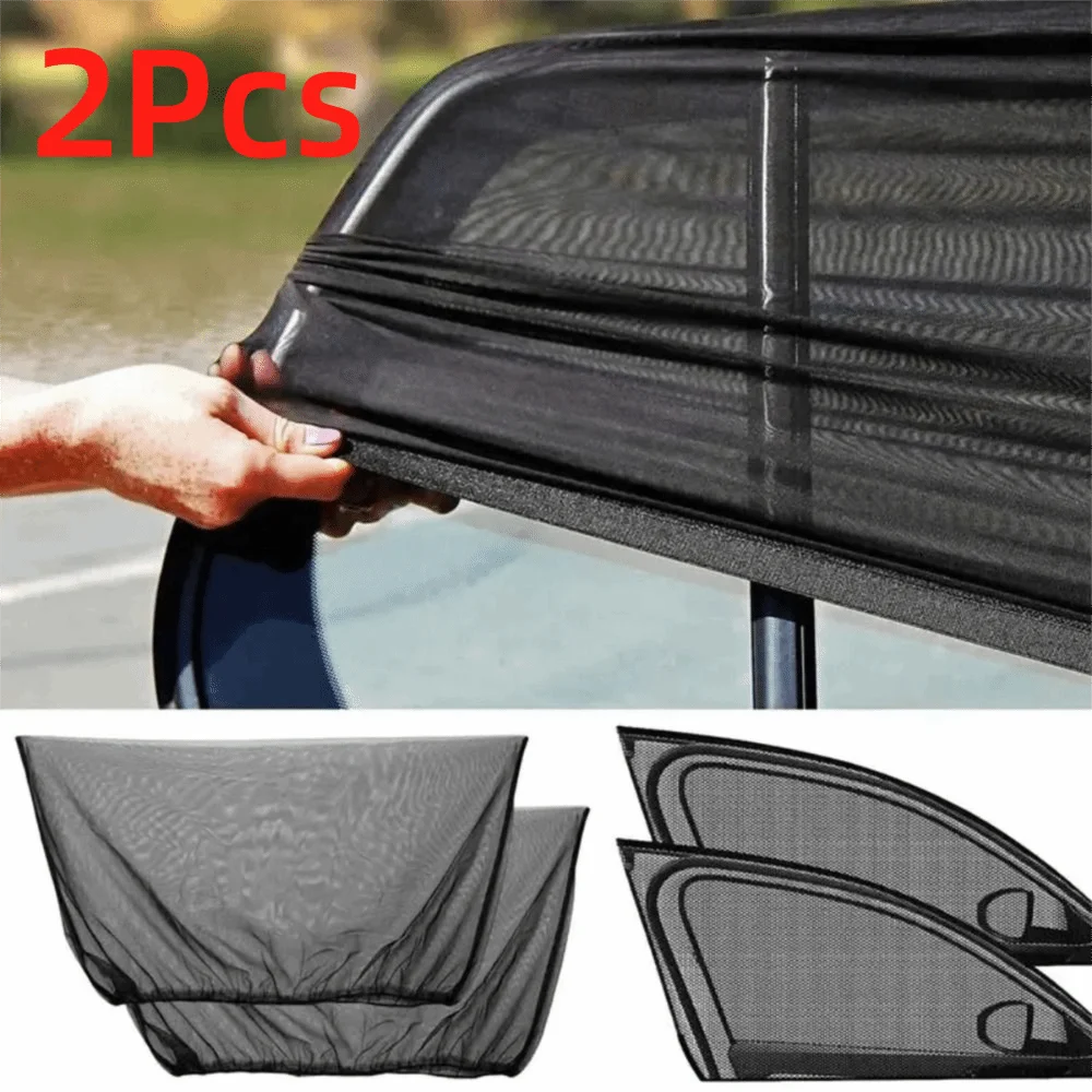 2Pcs Rear/front Car Sunshade Curtains Universal Fit UV Protection SUV Curtains Mesh Net Repellent Mosquito Car Window Cover