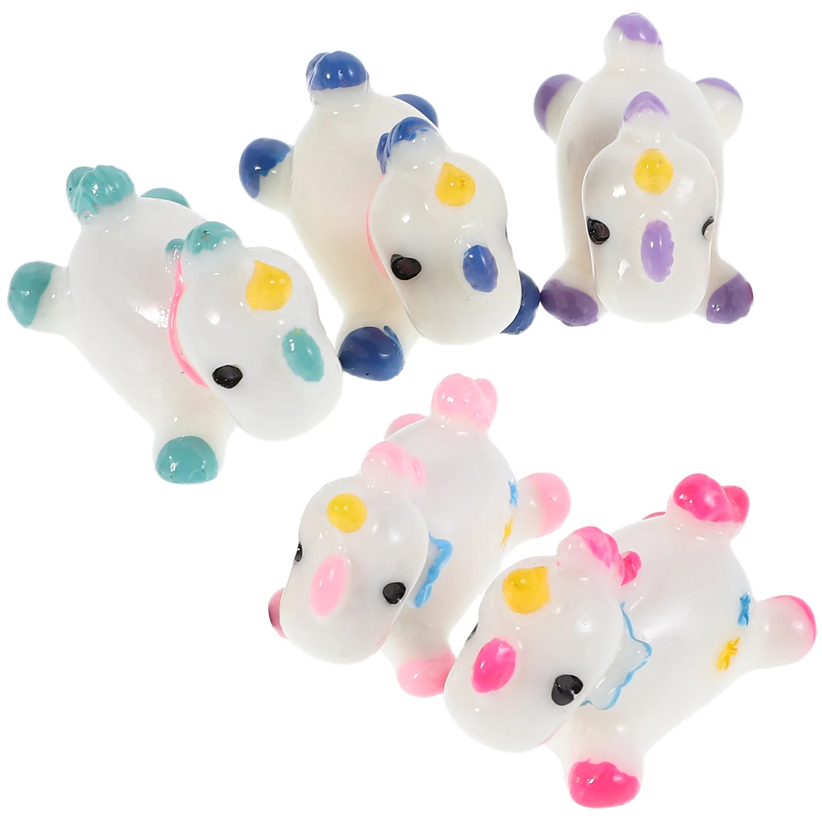 

5 Pcs Cartoon Unicorn Ornaments Synthetic Resin Tiny Figurine Farm Animals