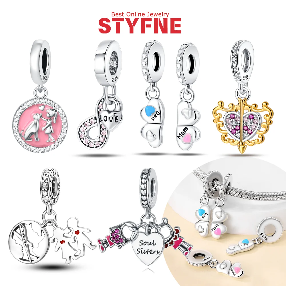 

Оригинальные бусины из стерлингового серебра 925 пробы, подвески для семьи и дружбы, подвеска для женщин и девочек, изысканный браслет, ювелирные изделия, подарки, сделай сам