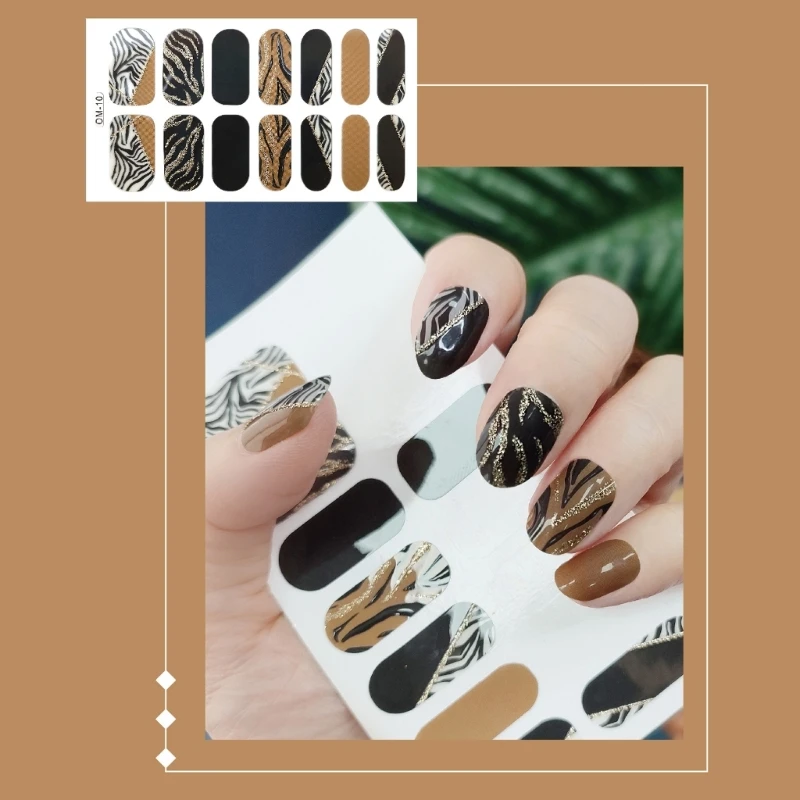 Stylish Leopard Print Fake Polish Sticker Decals for DIY Art Manicure Dropship