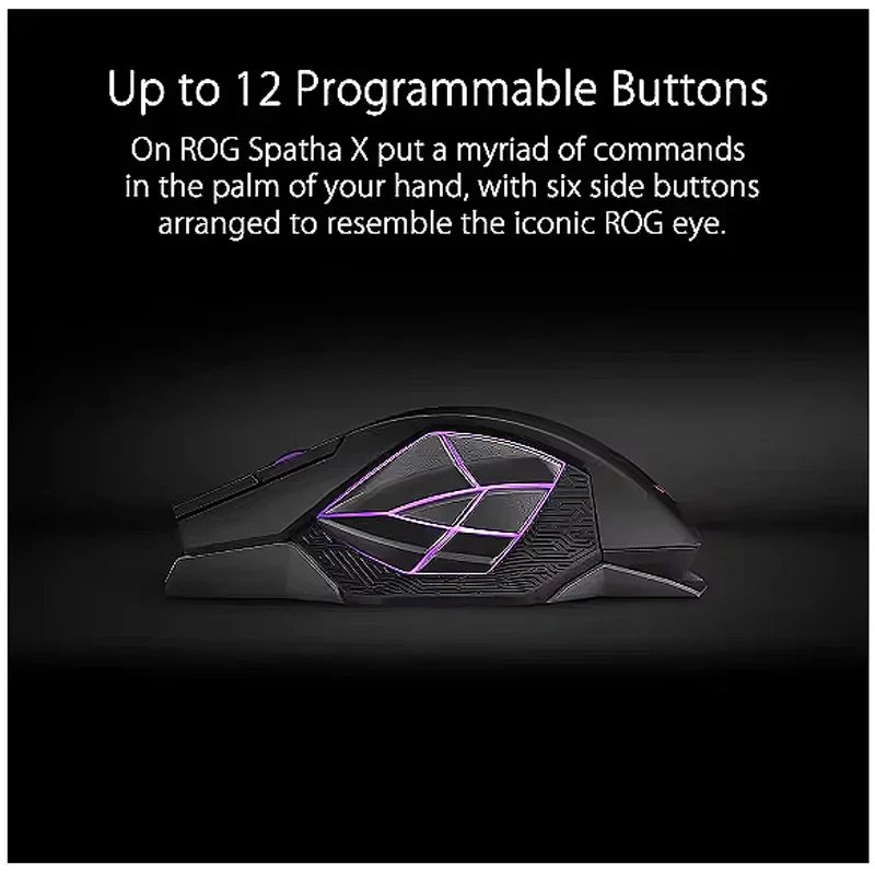 USED ASUS ROG Spatha X Wireless Gaming Mouse , 12 Programmable Buttons, 19,000 DPI, Push-fit Hot Swap Switches