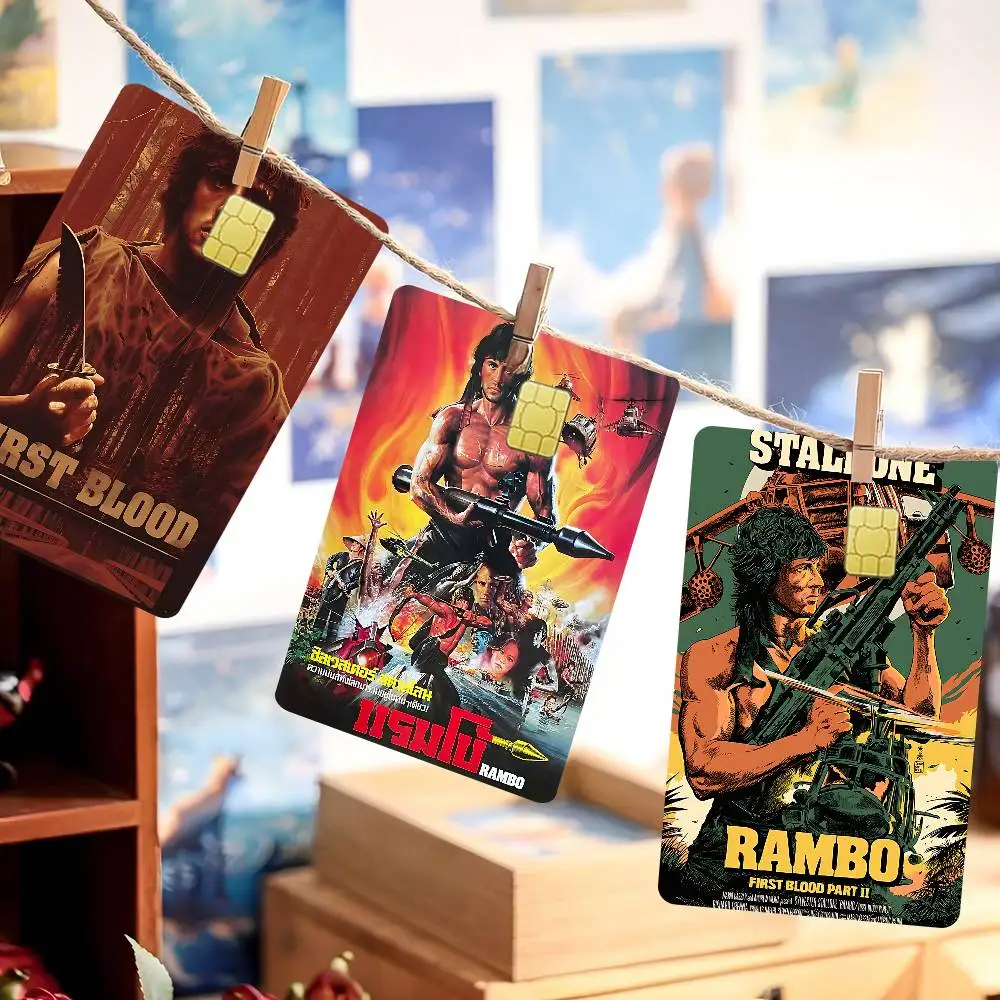 الفيلم الكلاسيكي رامبو أول الدم بوكر ملصق فيلم الشريط الجلد لبطاقة الائتمان بطاقة الخصم الكرتون ملصقات مقاومة للماء رقاقة صغيرة #1