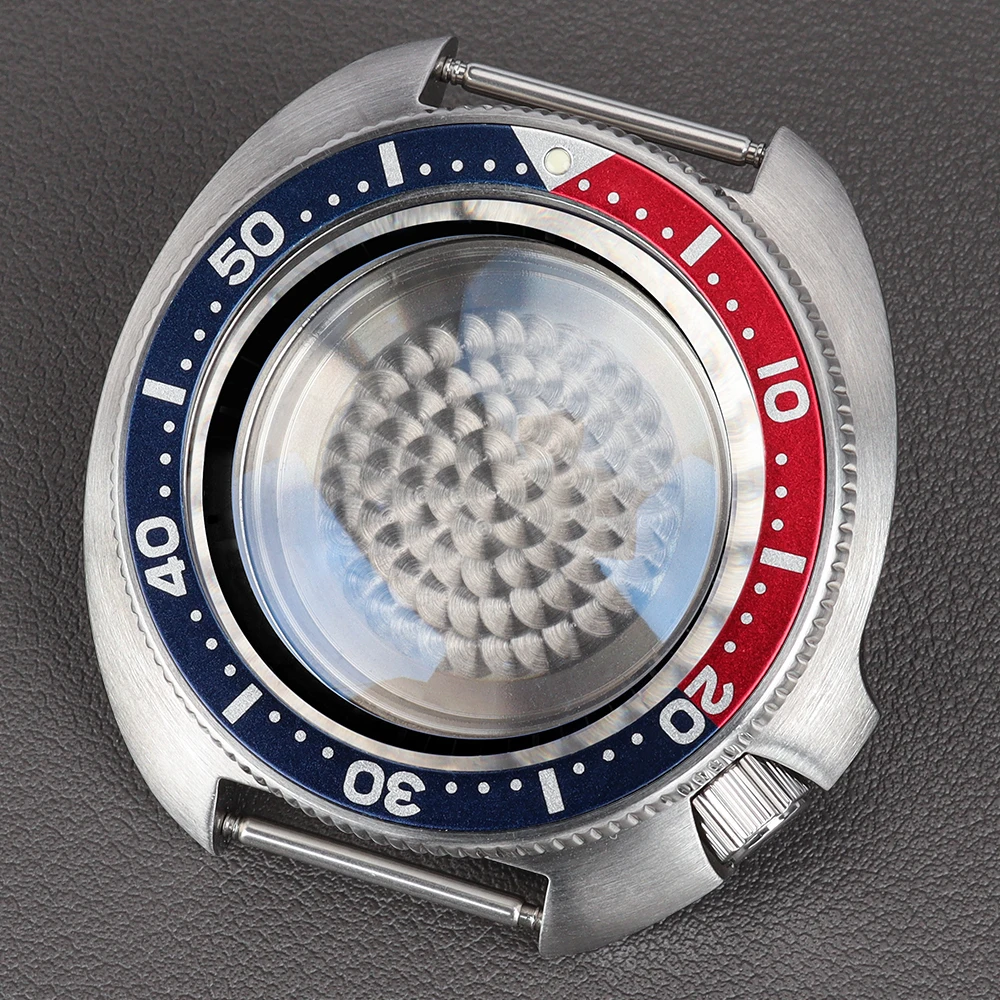 44mm Men's Watch Case Sapphire Crystal For Seiko SKX 6105 Turtle Mod Parts NH34 NH35 NH36 NH38 Movement Pure Black Chapter Ring